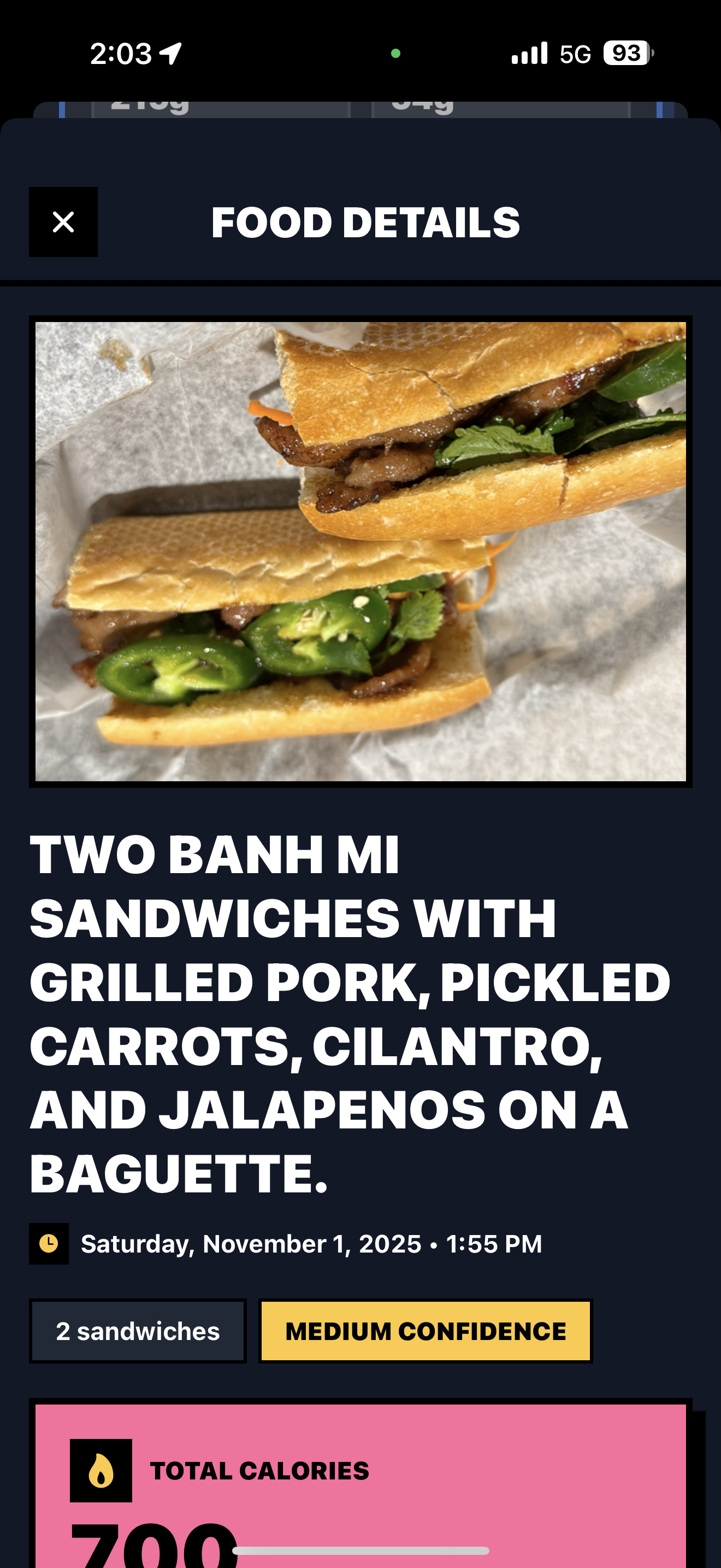 Analysis Screen - Detailed nutrition breakdown