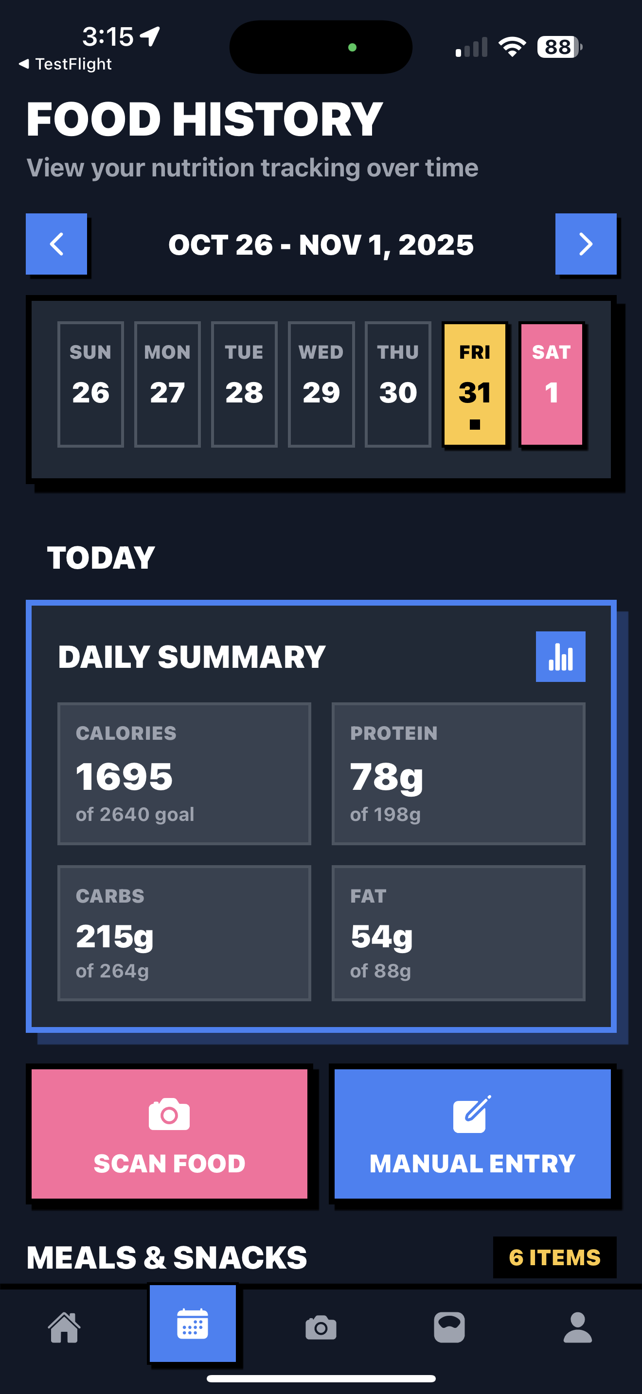 Meal History - Track your food log