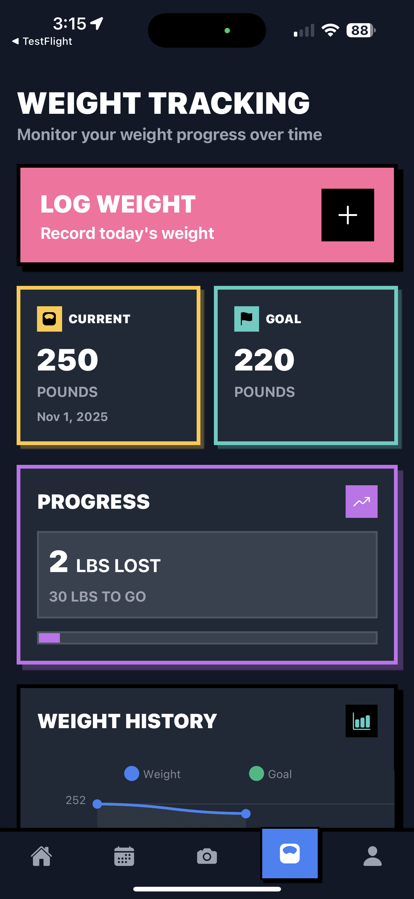 Weight Tracking - Monitor your progress